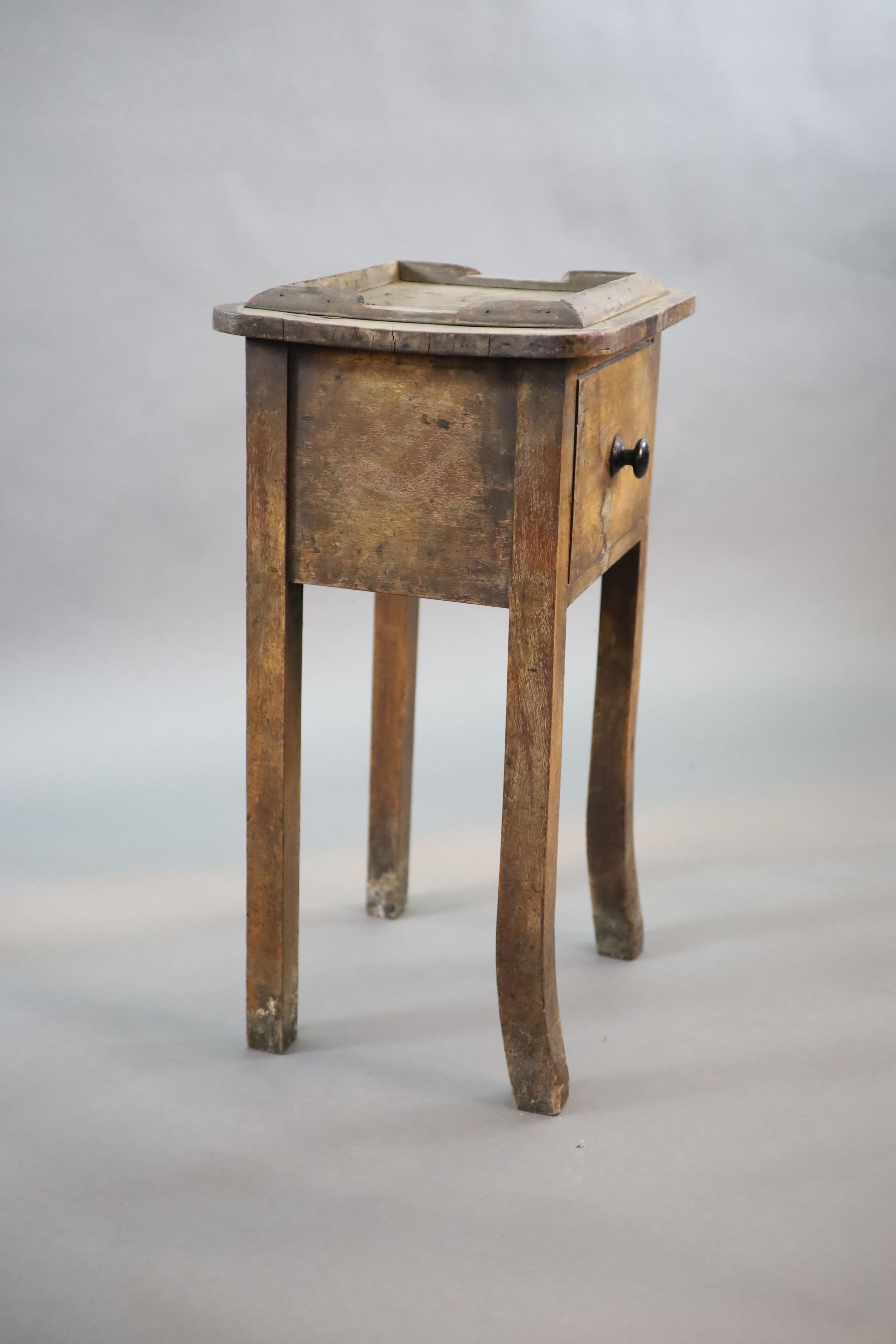 A Victorian mahogany book press table, lacking press, with one deep drawer, width 47cm depth 37cm height 78cm